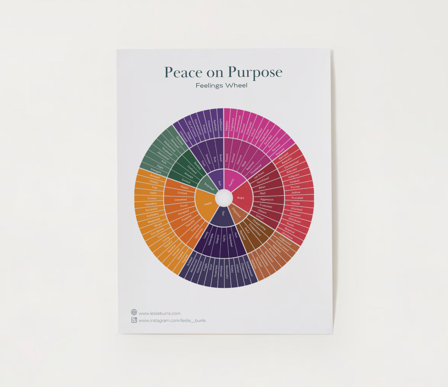 Peace on Purpose Feelings Wheel Poster